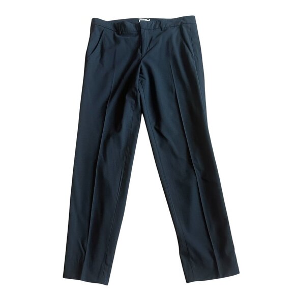 Vince. Black Cropped Length Trousers Pants Slacks Pleated Stripe Size 12 Women's - Picture 1 of 10